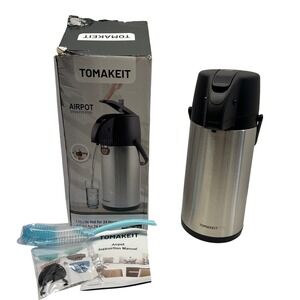 TOMAKEIT Airpot Stainless Steel Thermal Carafe Beverage Dispenser 3 Liters